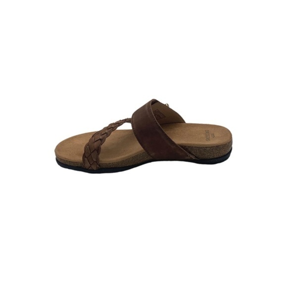Earth Origins Braided Print Toe-Post Sandals Onida Brown Suede - Picture 2 of 7